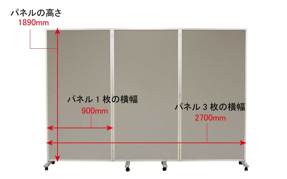キャスター付き３連パネル