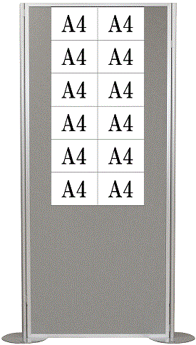 高さ2100ｍｍパネルにA0ポスターを貼り付けている所